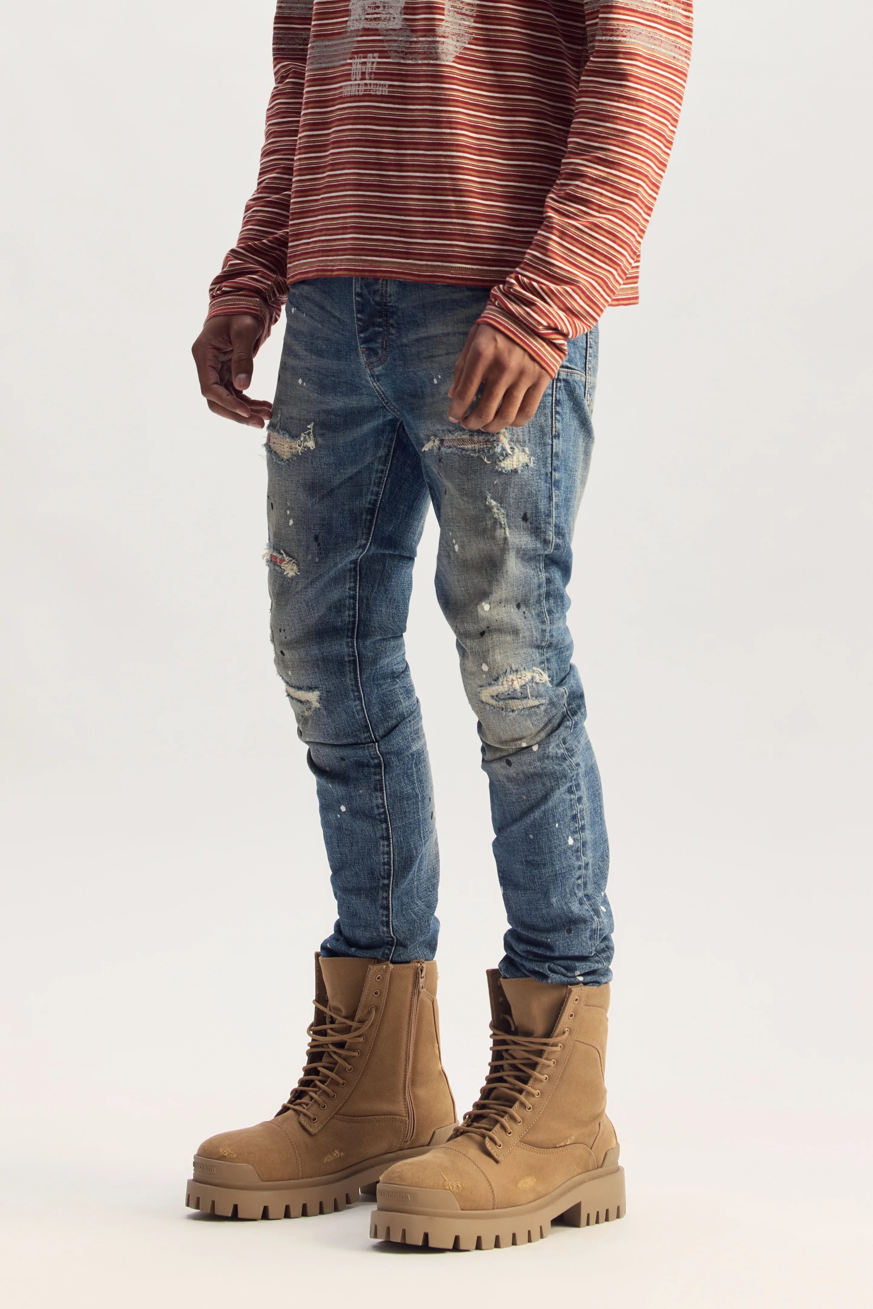 Purple Brand P001 Plaid Paint Repair Jeans