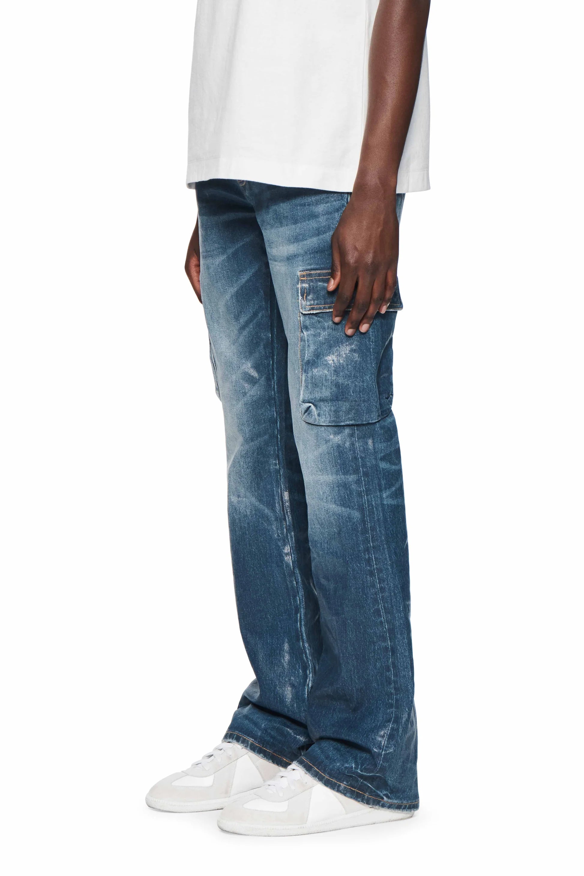 Purple Brand Cargo Flare Coated Jean