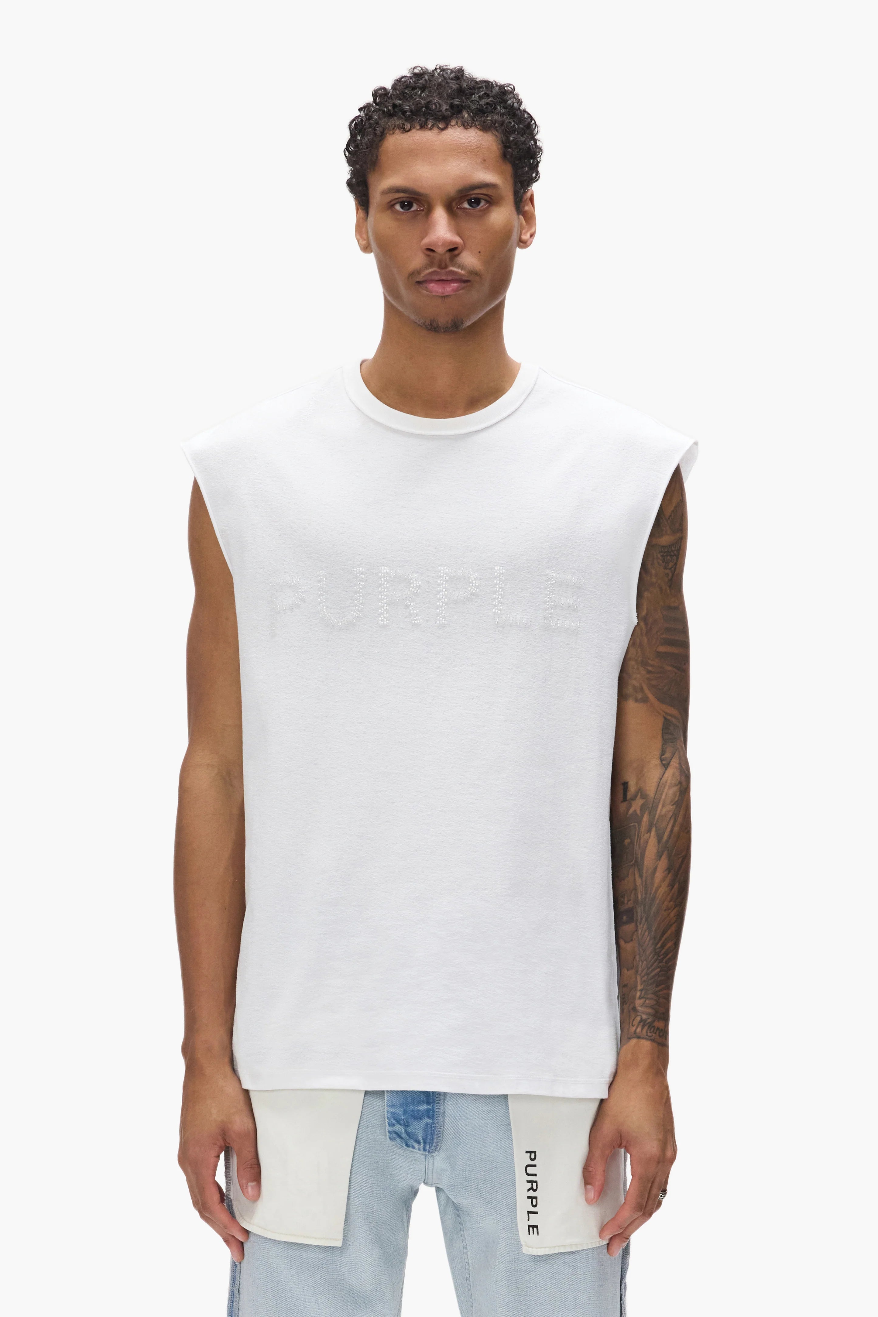 Purple Brand Beaded Wordmark Tank Top