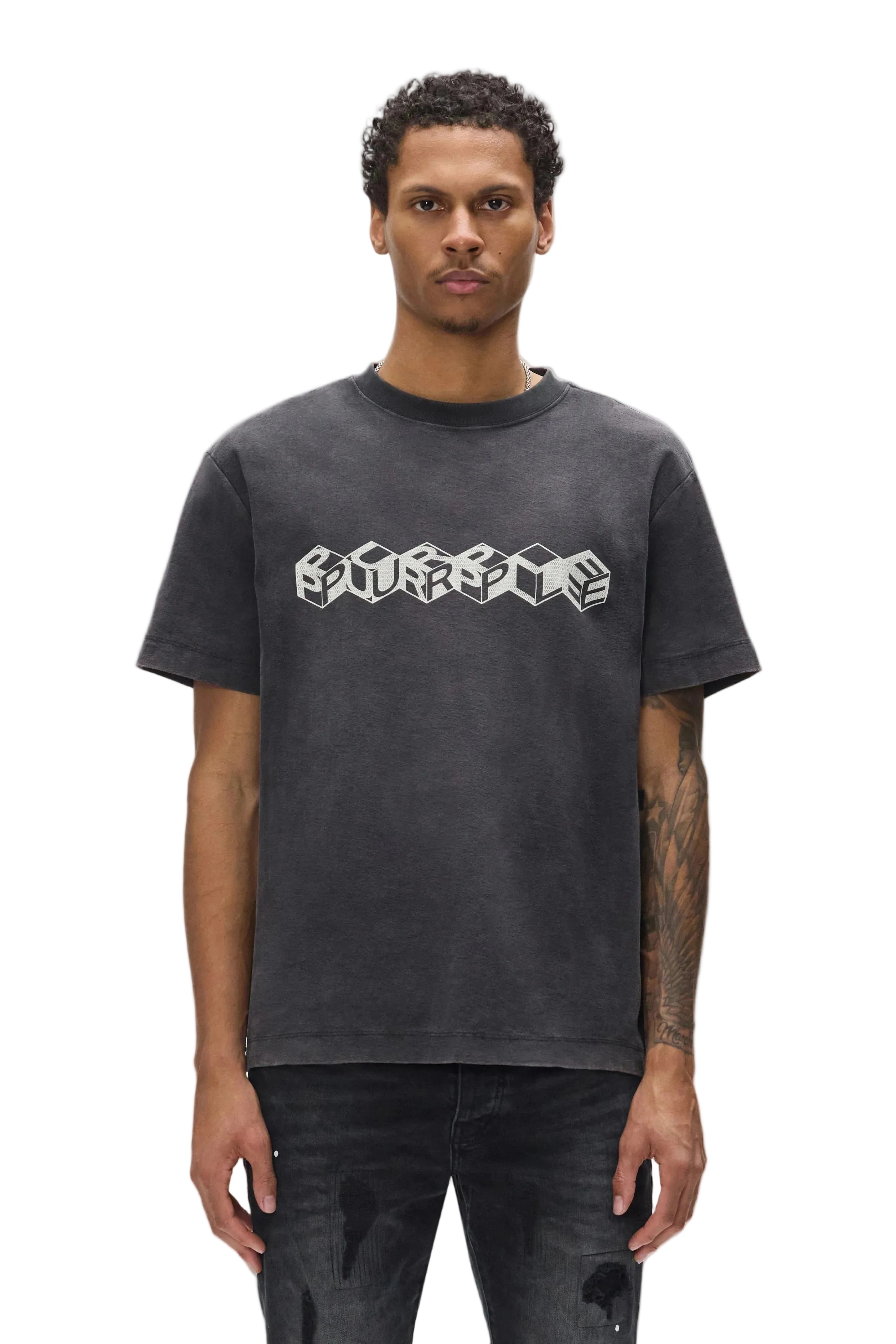 Purple Brand Cube Wordmark Tee