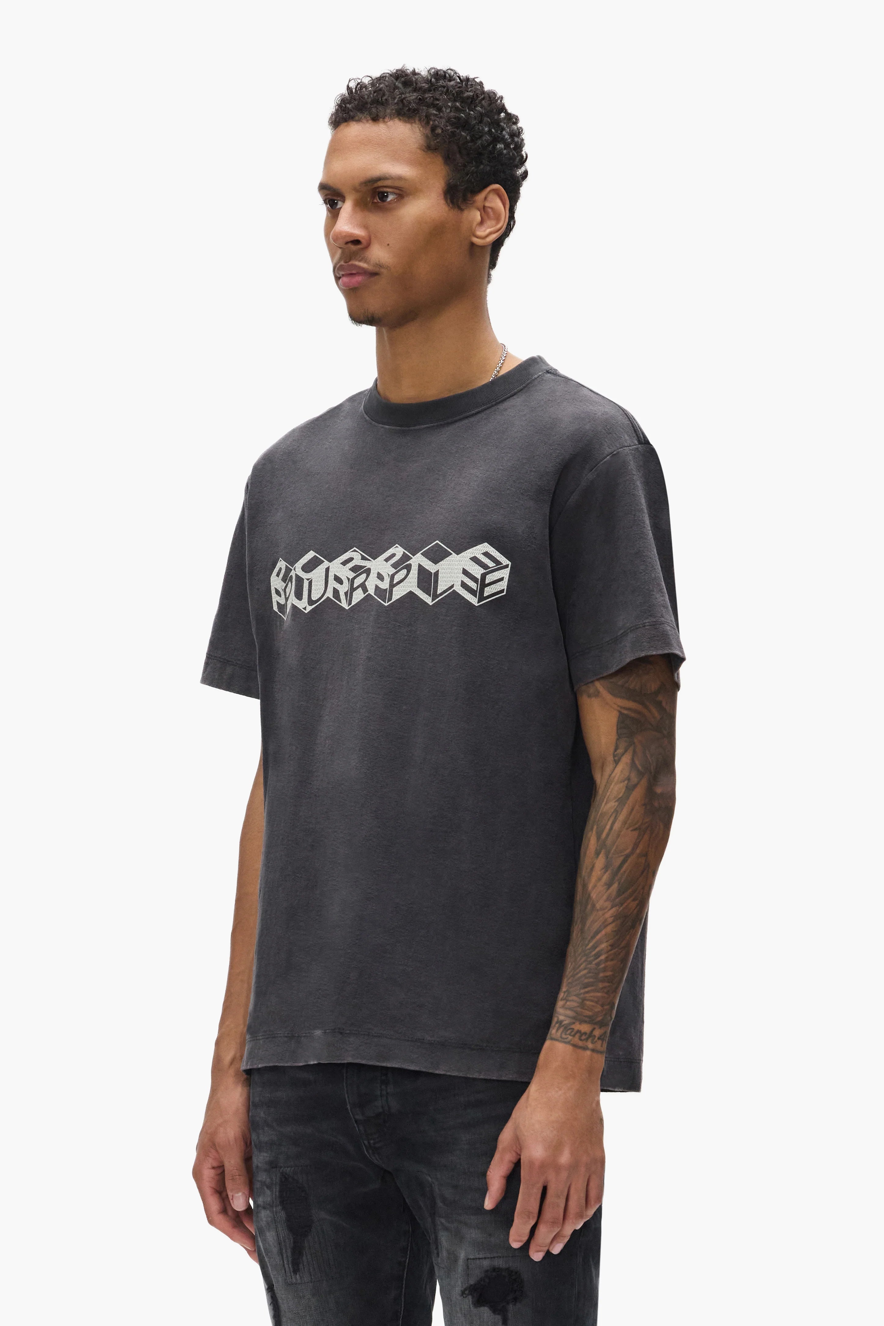 Purple Brand Cube Wordmark Tee