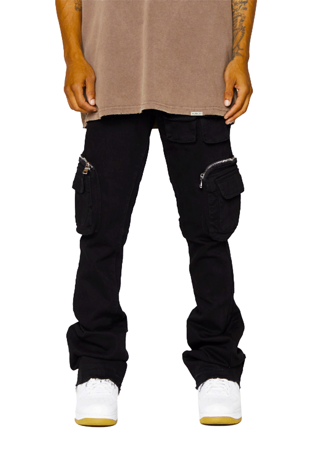 Valabasas "Drake” Black Stacked Flare Jean