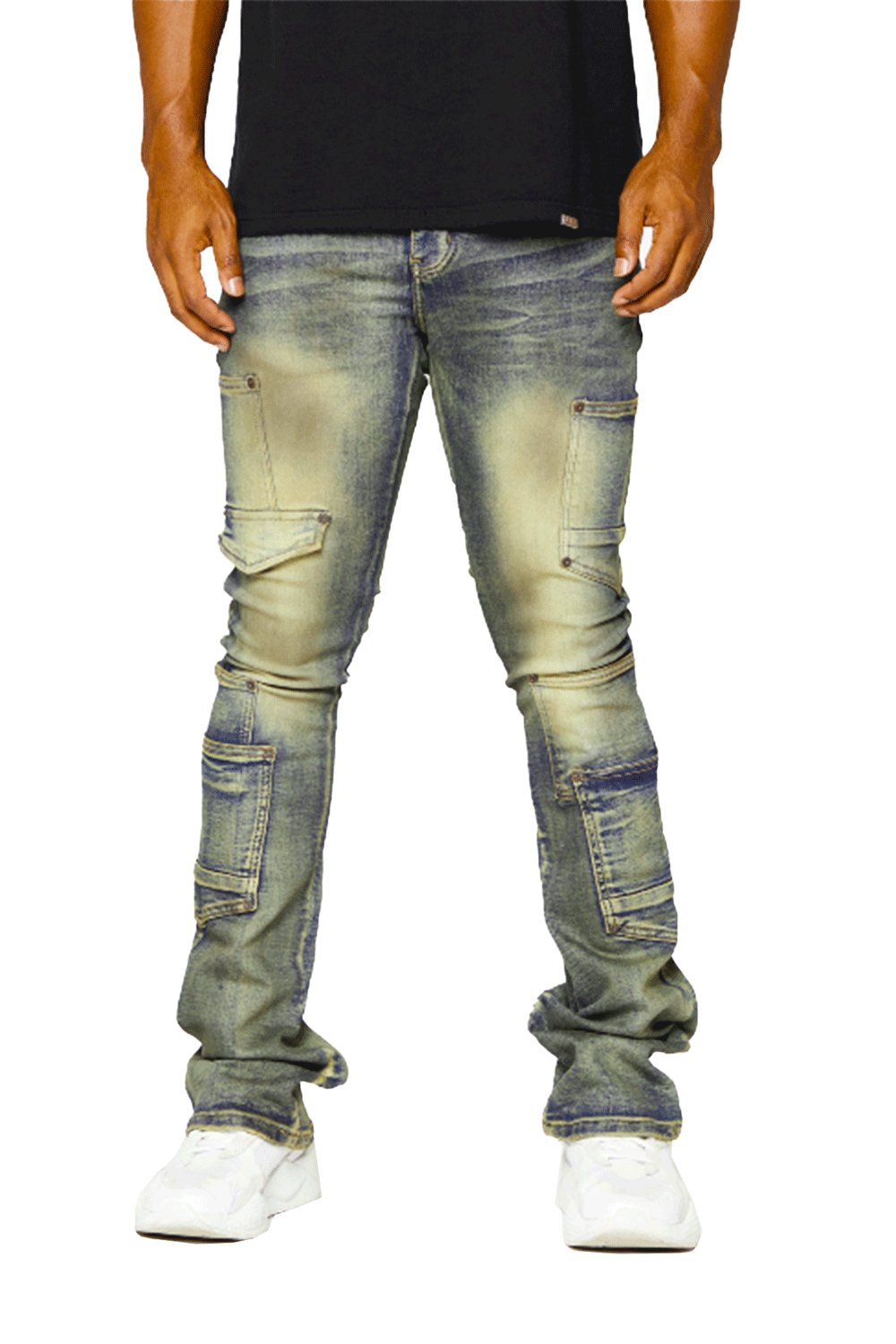 Valabasas "Pocros" Dirty Vintage Wash Super Stacked Flare Jean