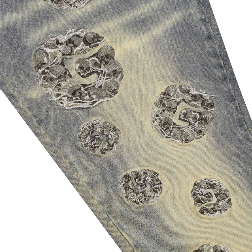 Godspeed Skull Embroidery Jeans