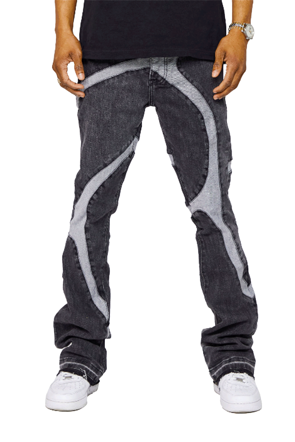 Valabasas “Wilder” Grey Washed Stacked Flare Jean