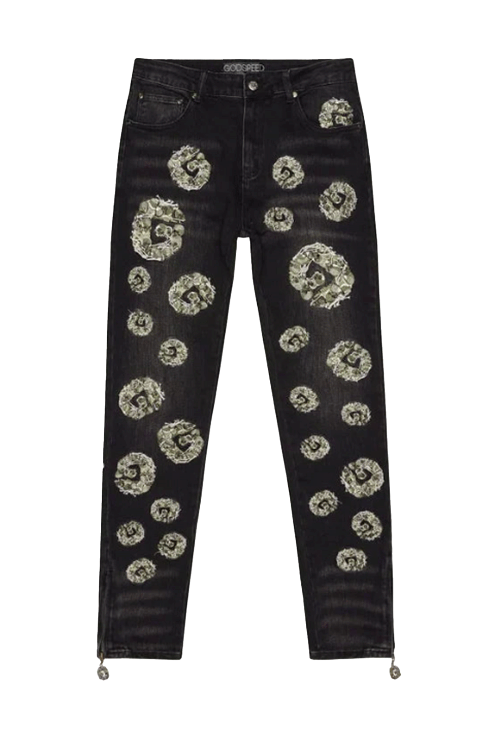 Godspeed Skull Embroidery Jeans