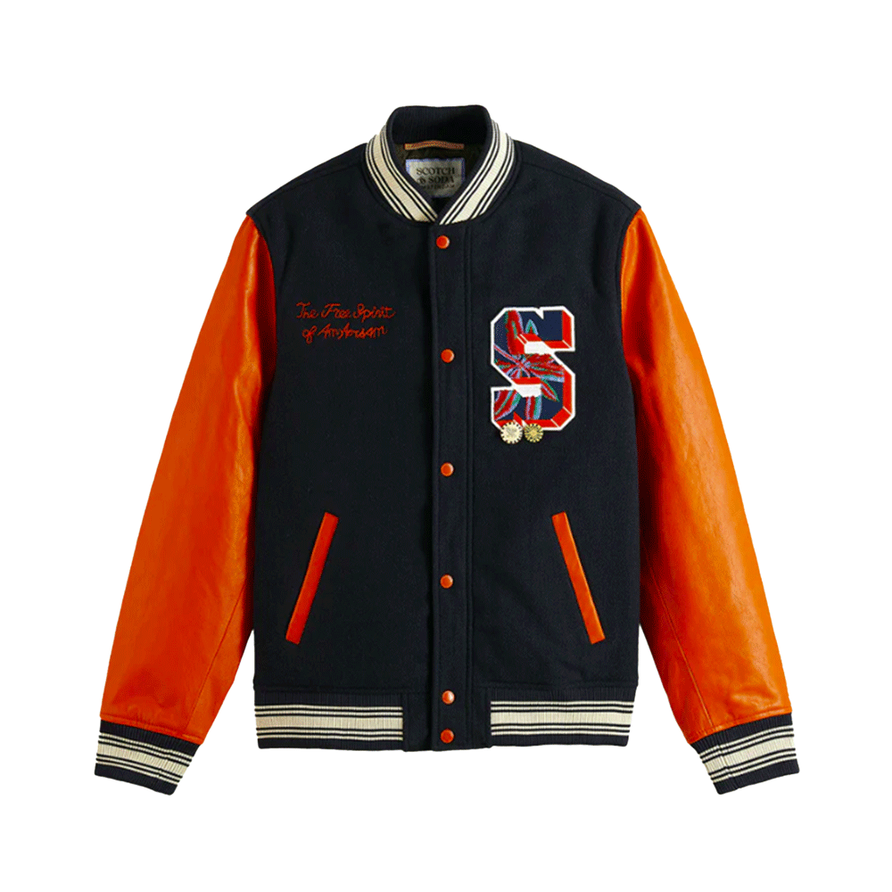 Scotch & Soda Leather College Bomber