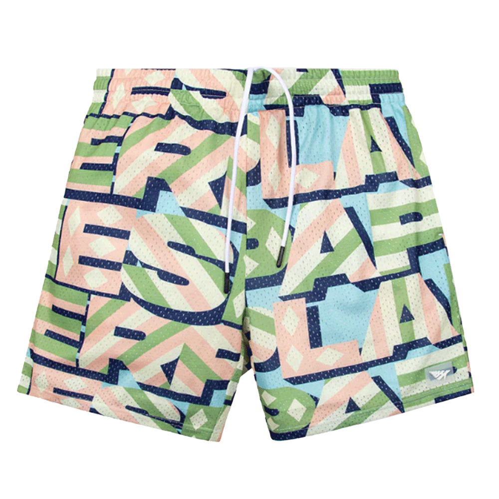 Paper Planes Diamond And Stripes Mesh Short