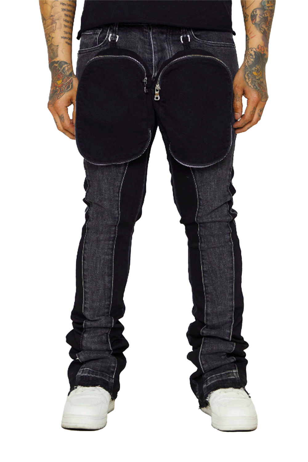 Valabasas “NOKK” BLACK/GREY STACKED FLARE JEAN