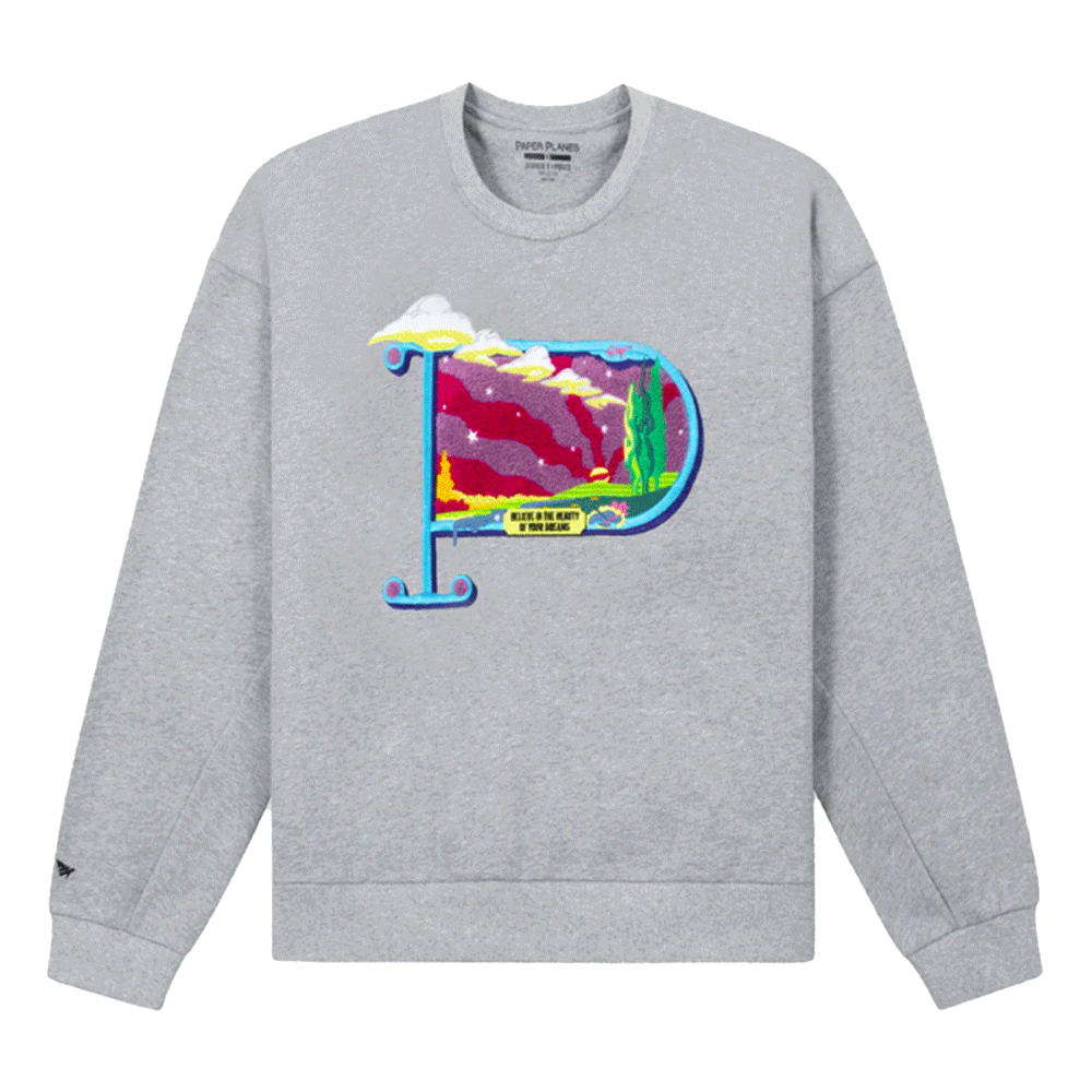 Paper Planes Landscape Embroidery Crewneck