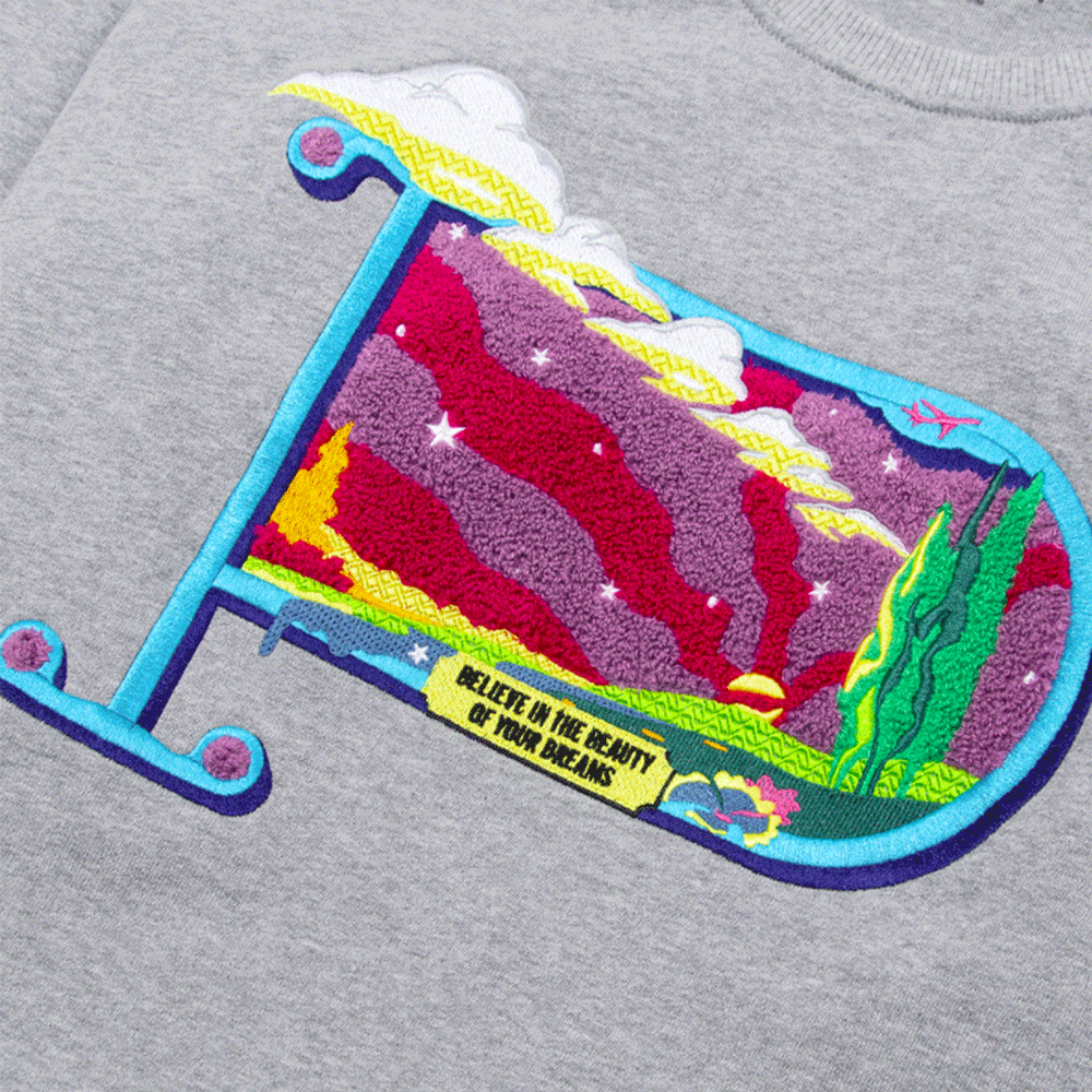 Paper Planes Landscape Embroidery Crewneck