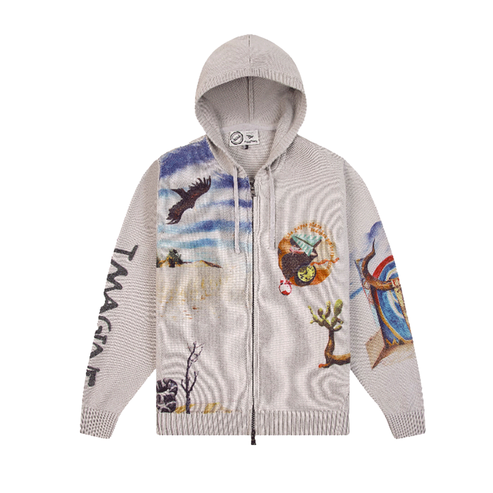 Paper Planes Printed Sweater Zip-Up Hoodie