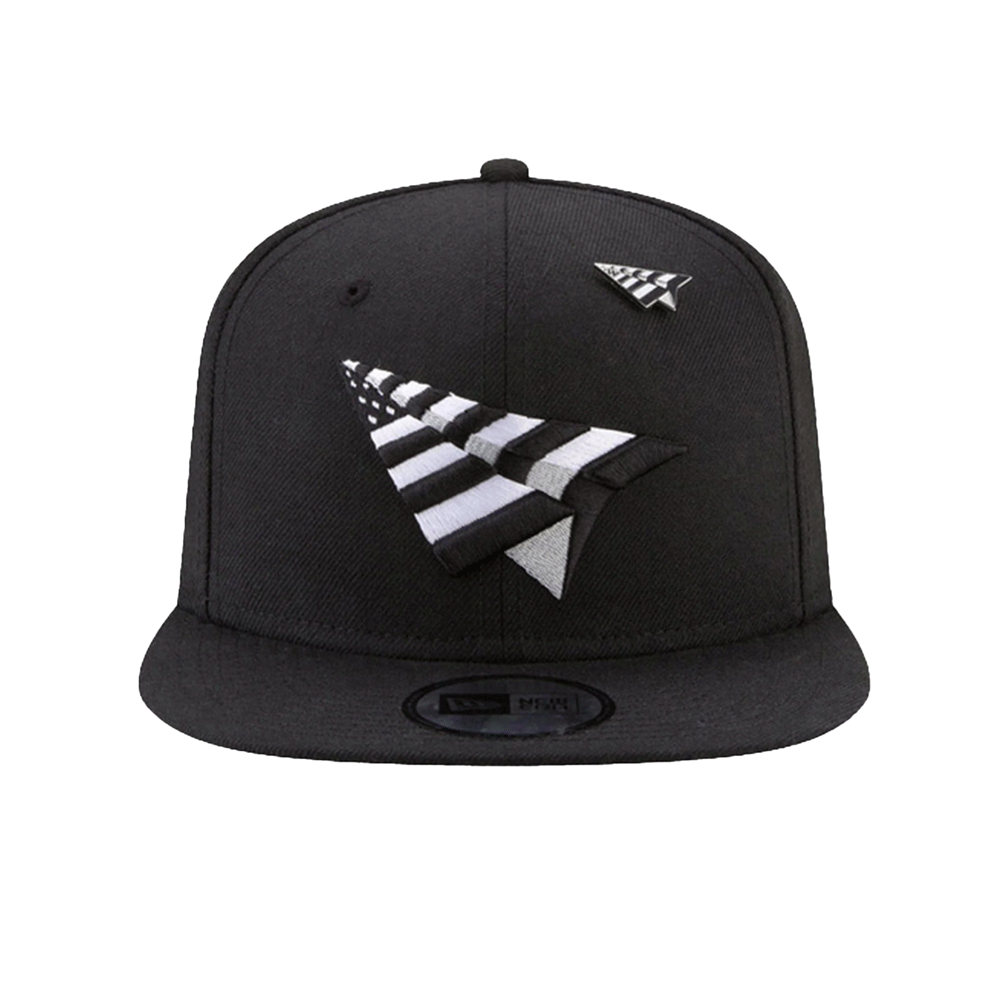 Paper Planes Black on White Snapback Hat with Black Undervisor