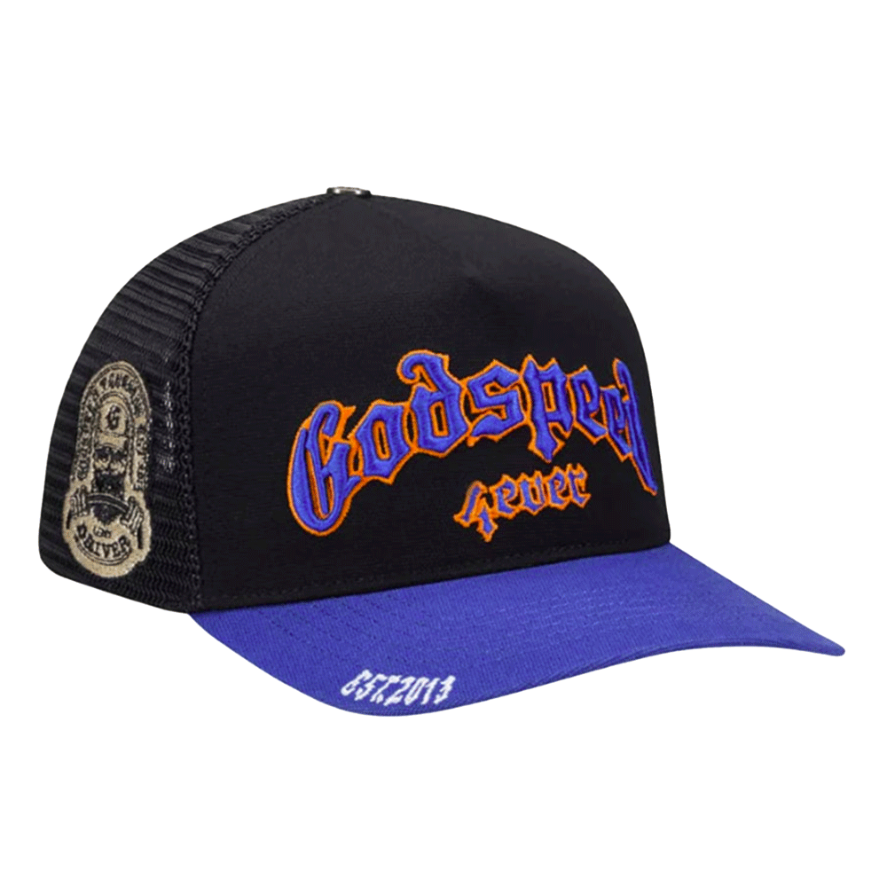 Godspeed GS FOREVER TRUCKER HAT BLACK/BLUE/ORANGE