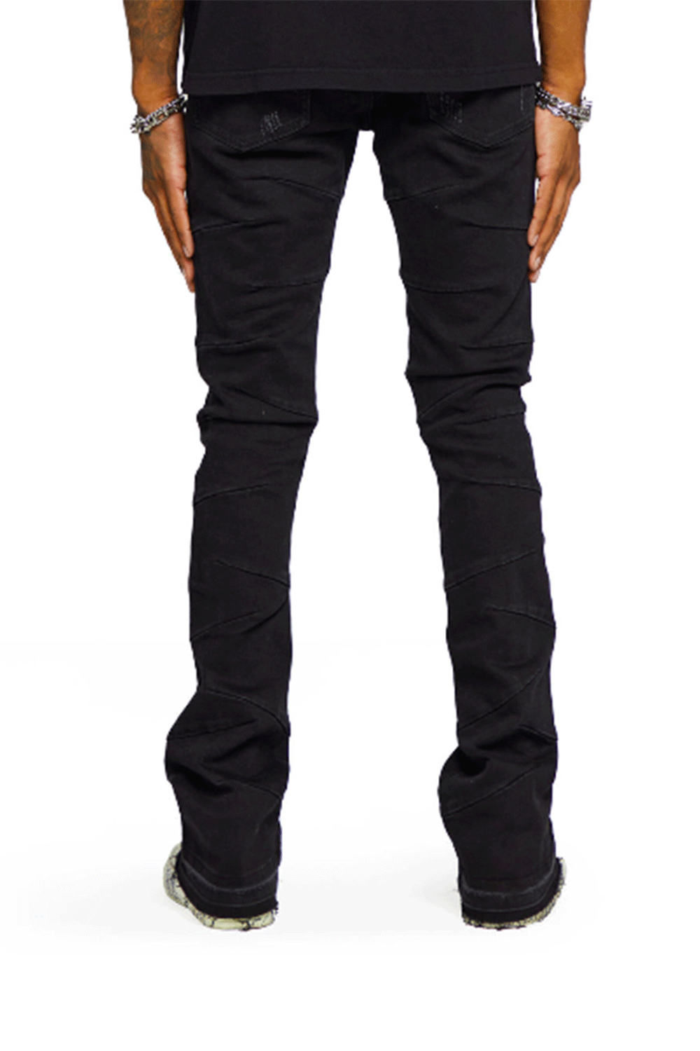 Valabasas “West” Black Stacked Flare Jean