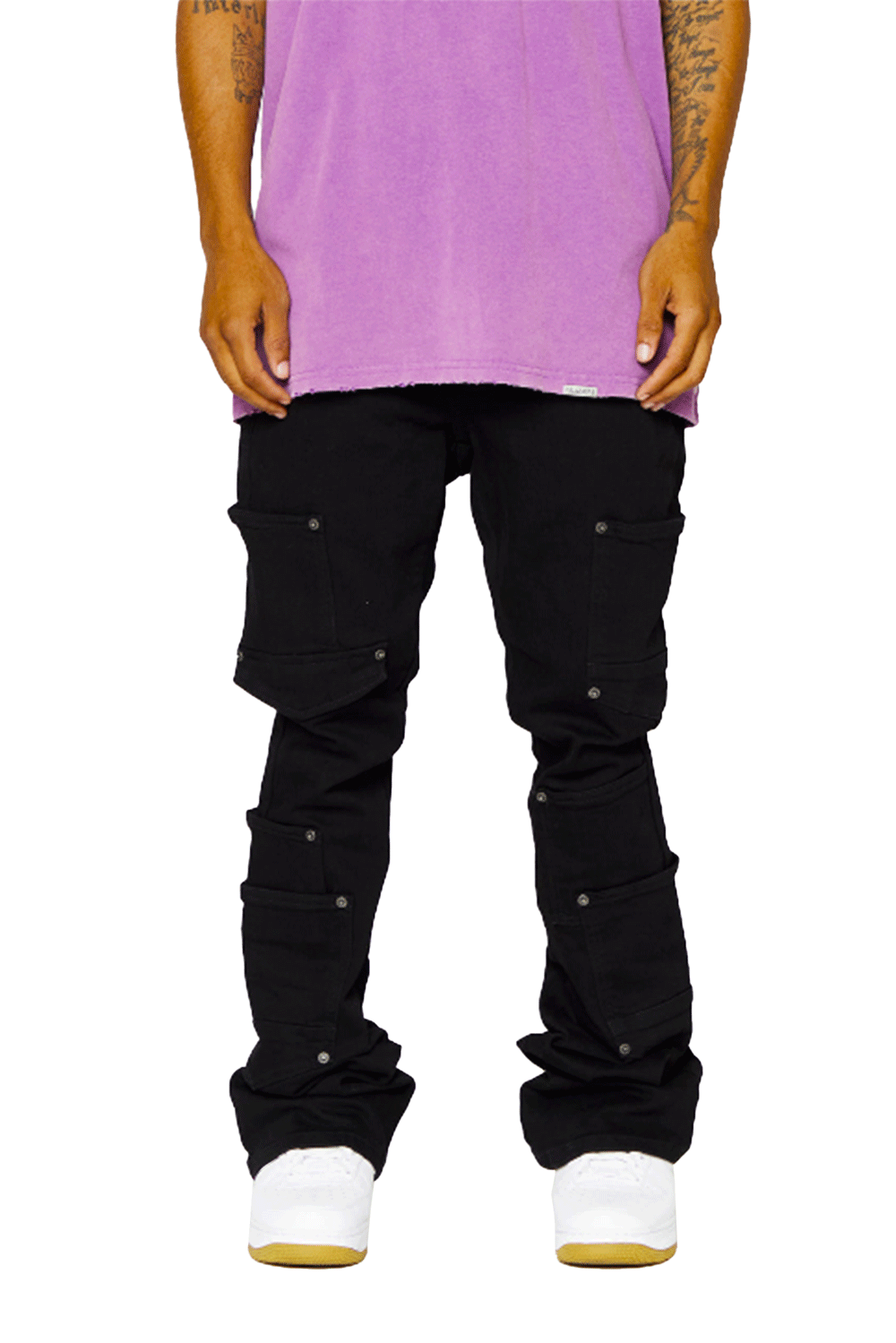 Valabasas "Pocros" Black Stacked Flare Jean