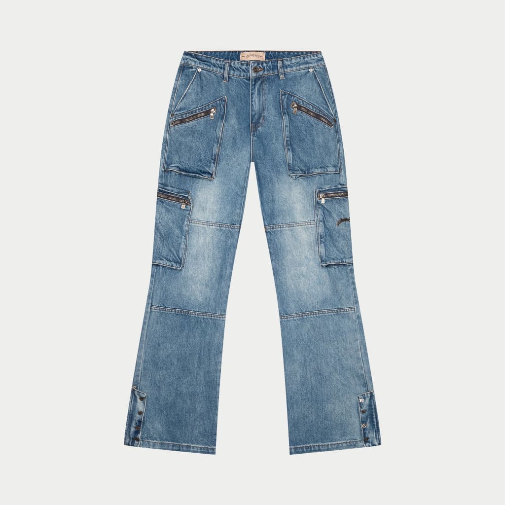 Godspeed Double pocket Flared Cargo Denim (Blue)