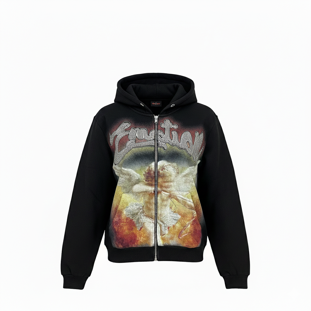 Mixed Emotion Black “Rhinestone” Hoodie - Blue Jeans